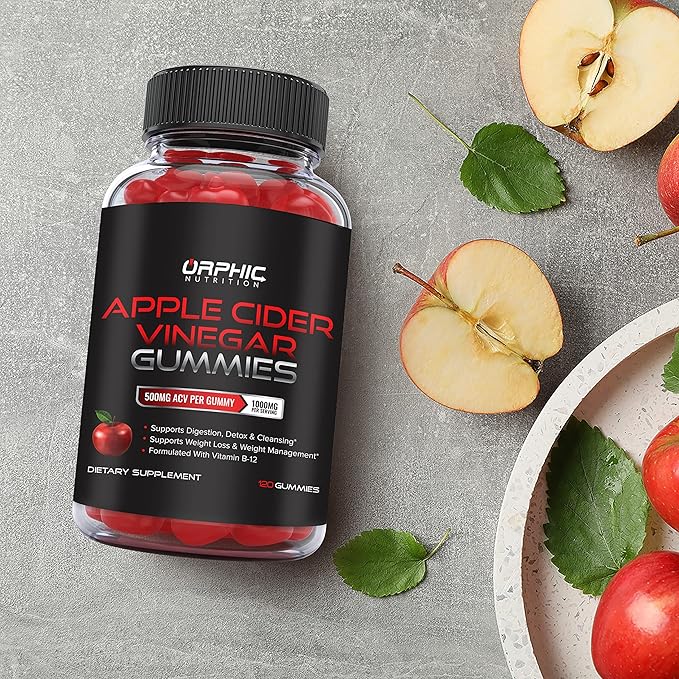 Orphic Nutrition Apple Cider Vinegar Gummies - 1000mg - ACV Weight Loss Gummies - Supports Digestion, Detox & Cleansing - VIT B12, Beetroot - Gomitas de Vinagre de Manzana (120 pcs)