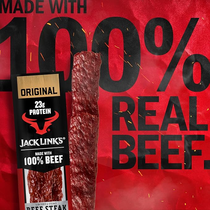 Jack Link's Beef Steak, Original - Protein Snacks, Beef Jerky Meat Snack with 23g of Protein, Made with 100% Beef, Individually Wrapped Bulk Snack Pack, Keto Friendly - 2 Oz. (12 Count)