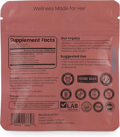 Lady Legacy Beef Organ Supplement for Women – Grass-Fed & Pasture-Raised Female Organ Complex – Uterus, Ovary, Liver, Kidney & Heart Capsules – Dual 3rd Party Tested, Non-GMO Verified, Made in USA