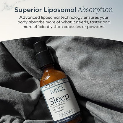 Sleep Liposomal Supplement with Low-Dose Liquid Melatonin Kids and Adults - Relaxation Aid, Deep Restorative Sleep Support - Vegan and Clean - Advanced Absorption - Berry Flavor - 60 Pump Servings