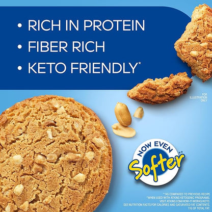Atkins Peanut Butter High Protein Cookie, Keto Snacks, 3g Net Carb, 1g Sugar, Low Sugar Snacks, Low Carb Treats, 4 Count