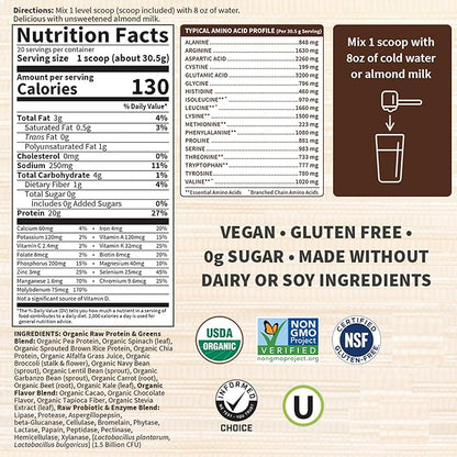 GARDEN OF LIFE Organic Chocolate Protein & Greens, 21.51 OZ
