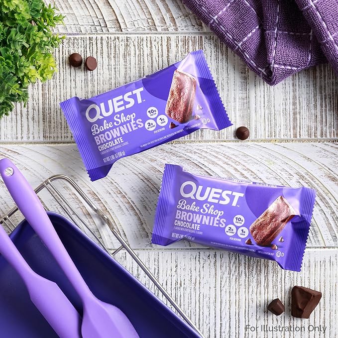 Quest Nutrition Bake Shop, Chocolate Brownies, 10g Protein, 2g Net Carbs, 1g Sugar, Protein Snack, 10 Count