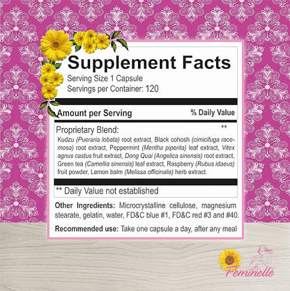 Menopause Supplement for Women Original Formula - Fast PMS & Menopause Relief - Hot Flashes, Trouble Sleeping, Mood Swings, Hair Loss, Low Energy (4 Months 120 Capsules)