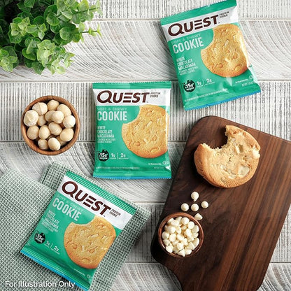 Quest Nutrition White Chocolate Macadamia Protein Cookie, 15g Protein, 1g Sugar, 2g Net Carbs, Keto Friendly, High Protein, Low Carb; 4 Count